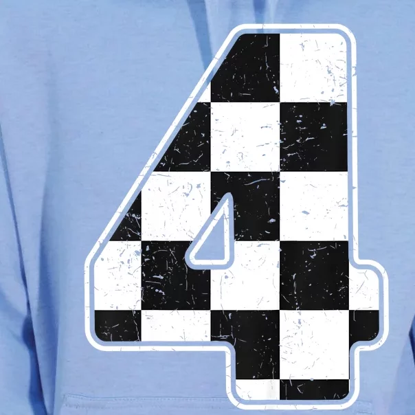 Birthday Boy 4 Four Race Car 4th Birthday Racing Car Flag Unisex Surf Hoodie