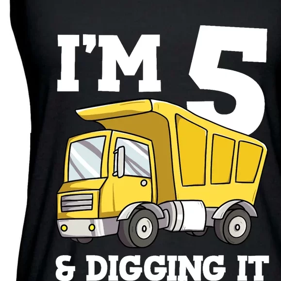 Birthday Boy 5 Five Construction Truck Party 5th Birthday Ladies Essential Flowy Tank