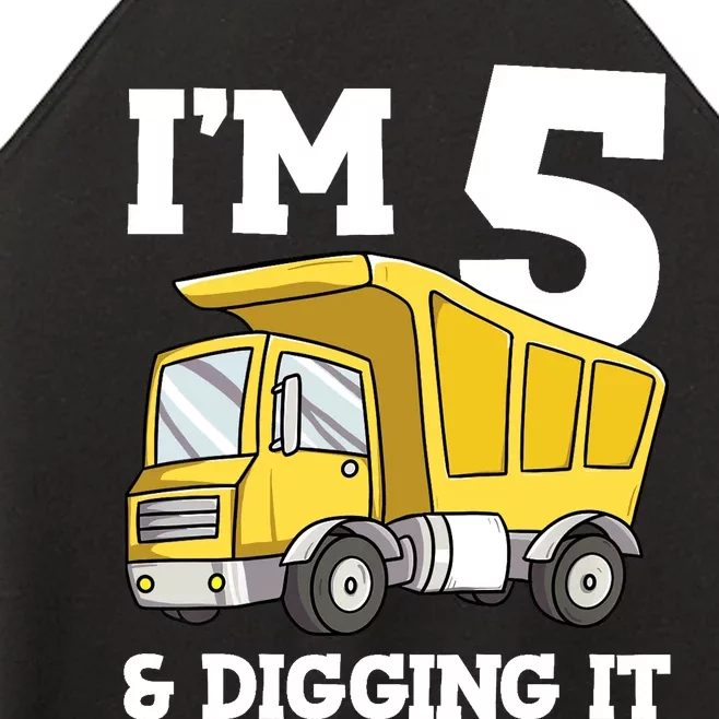 Birthday Boy 5 Five Construction Truck Party 5th Birthday Women’s Perfect Tri Rocker Tank