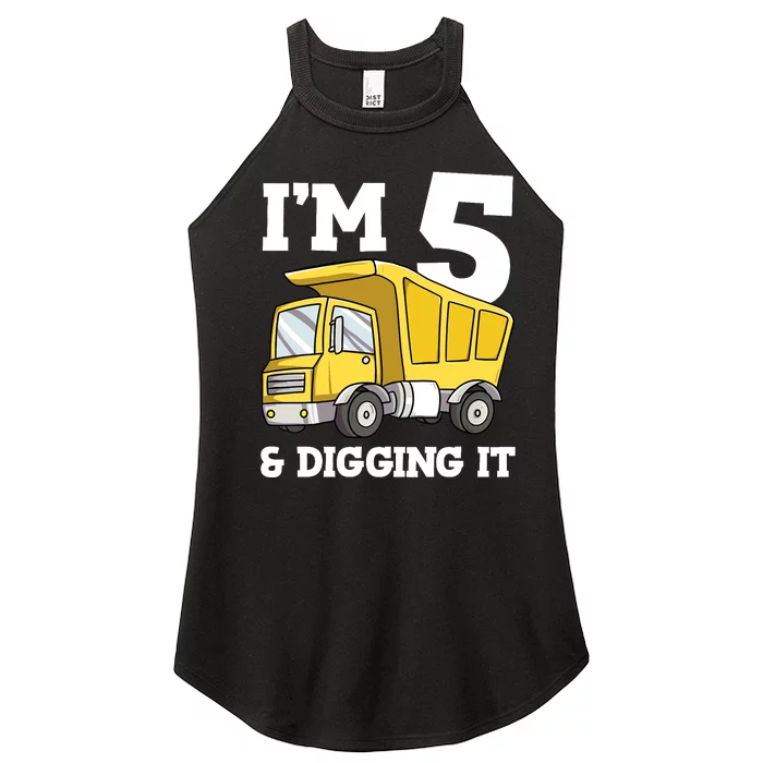 Birthday Boy 5 Five Construction Truck Party 5th Birthday Women’s Perfect Tri Rocker Tank