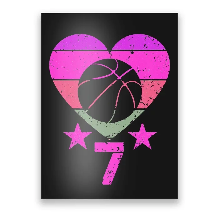 Basketball Birthday 7 Year Old Seventh 7th Birthday Poster