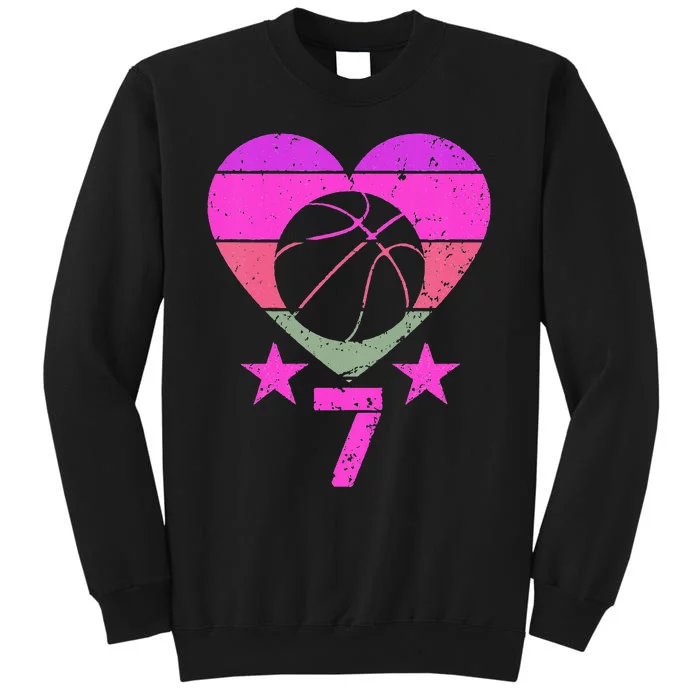 Basketball Birthday 7 Year Old Seventh 7th Birthday Tall Sweatshirt