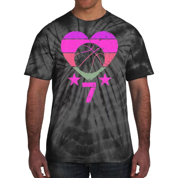 Basketball Birthday 7 Year Old Seventh 7th Birthday Tie-Dye T-Shirt