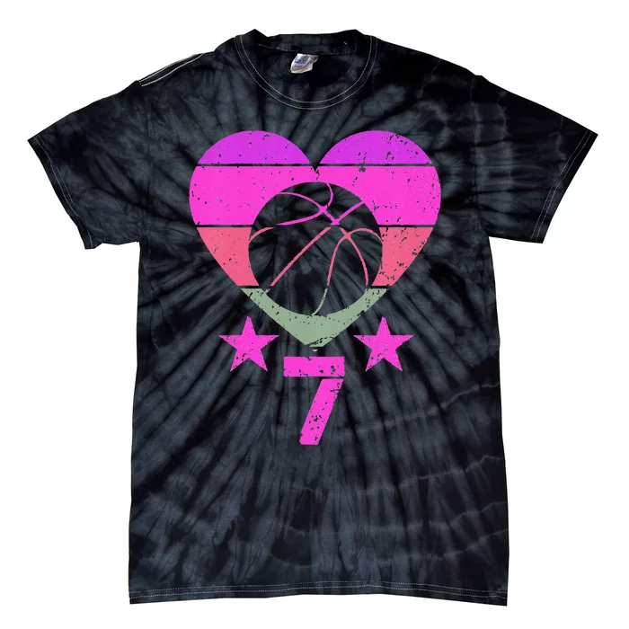 Basketball Birthday 7 Year Old Seventh 7th Birthday Tie-Dye T-Shirt