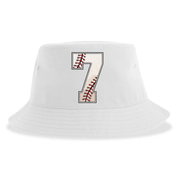 Baseball Birthday 7 Seven Years Old 7th Bday Party Sustainable Bucket Hat