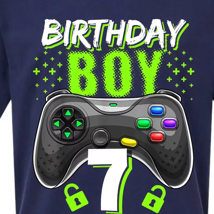 Birthday Boy 7 Video Game Controller Gamer 7th Birthday Gift TShirt Sueded Cloud Jersey T-Shirt