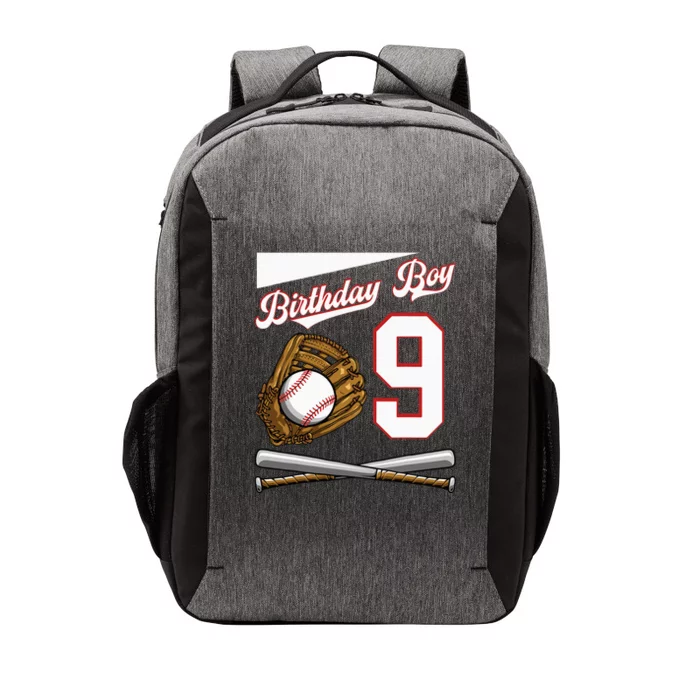 Birthday Boy 9 Party Cake Baseball Field Bat Catch Homerun Vector Backpack