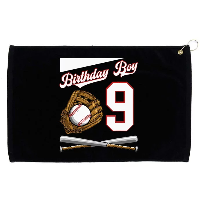 Birthday Boy 9 Party Cake Baseball Field Bat Catch Homerun Grommeted Golf Towel