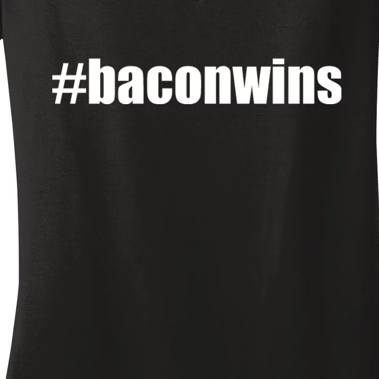 #Baconwins Women's V-Neck T-Shirt