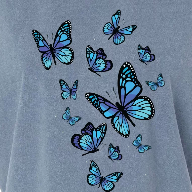 Blue Butterfly Art Garden Beautiful Butterflies Garment-Dyed Women's Muscle Tee