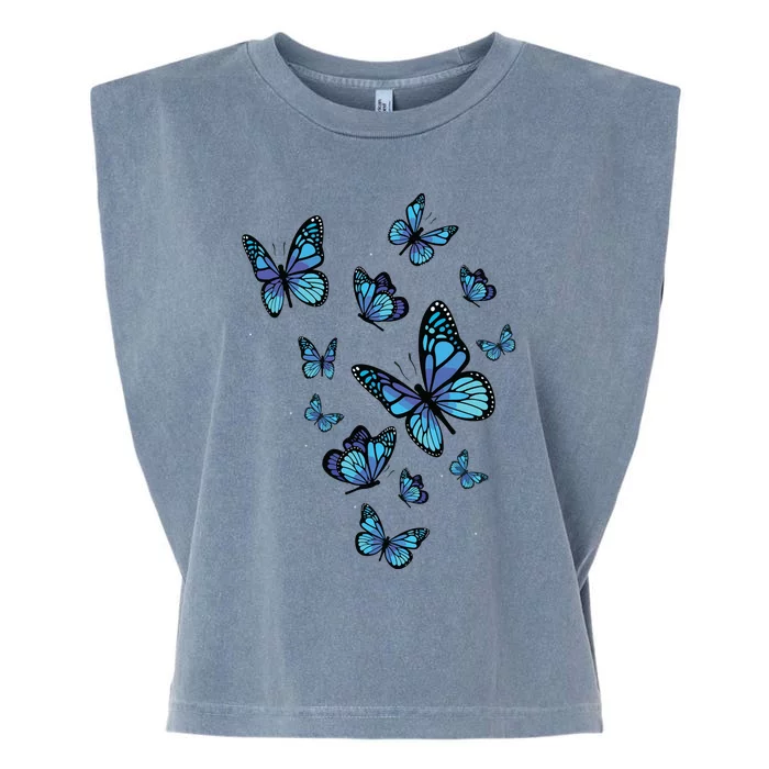 Blue Butterfly Art Garden Beautiful Butterflies Garment-Dyed Women's Muscle Tee