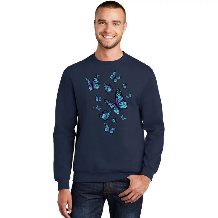 Blue Butterfly Art Garden Beautiful Butterflies Tall Sweatshirt