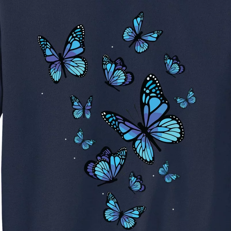 Blue Butterfly Art Garden Beautiful Butterflies Tall Sweatshirt