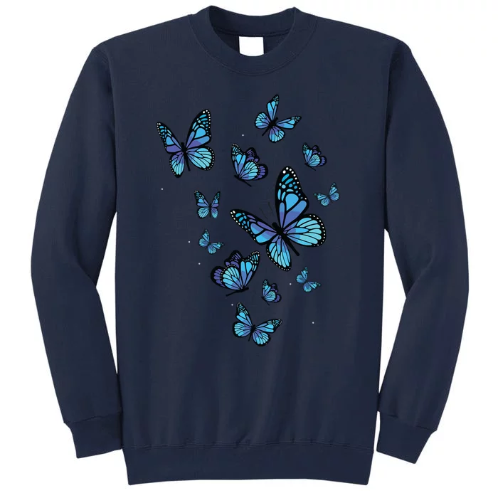 Blue Butterfly Art Garden Beautiful Butterflies Tall Sweatshirt