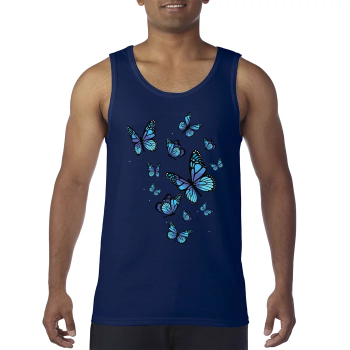 Blue Butterfly Art Garden Beautiful Butterflies Tank Top