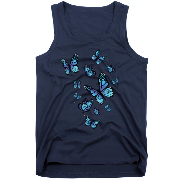 Blue Butterfly Art Garden Beautiful Butterflies Tank Top