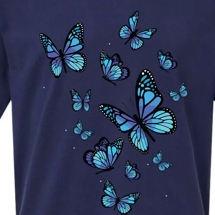 Blue Butterfly Art Garden Beautiful Butterflies Sueded Cloud Jersey T-Shirt