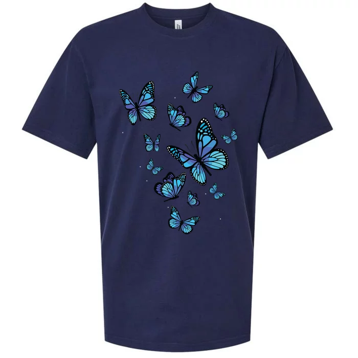 Blue Butterfly Art Garden Beautiful Butterflies Sueded Cloud Jersey T-Shirt