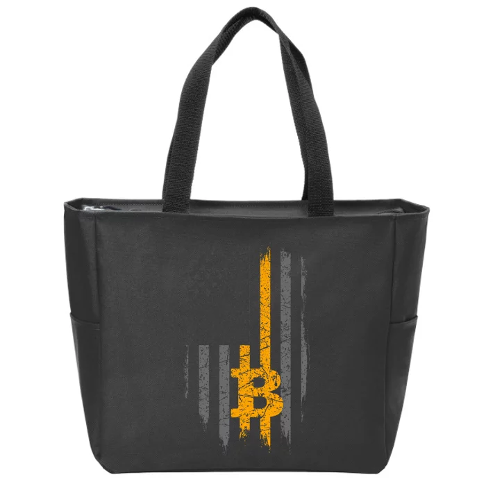 Btc Bitcoin American Flag Crypto Revolution Buy The Dip Zip Tote Bag