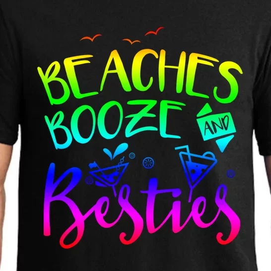 Beaches Booze And Besties Girls Trip Friends Bff Funny Gift Pajama Set