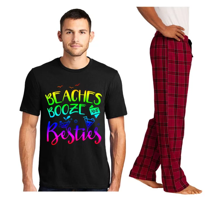 Beaches Booze And Besties Girls Trip Friends Bff Funny Gift Pajama Set