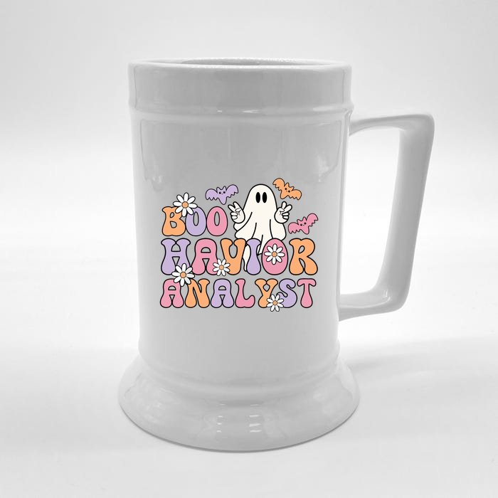 Boo Behavior Analyst Retro Halloween ABA Therapist BCBA Gift Front & Back Beer Stein