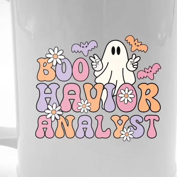 Boo Behavior Analyst Retro Halloween ABA Therapist BCBA Gift Front & Back Beer Stein