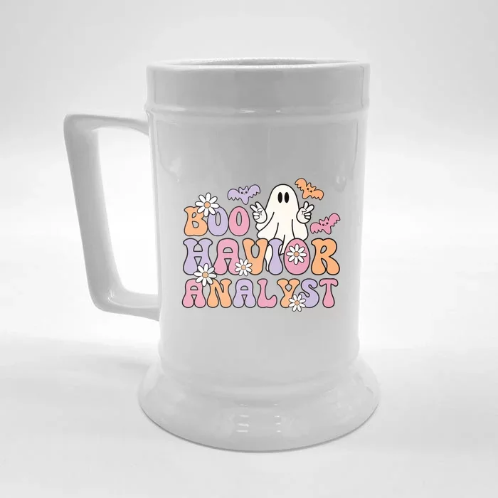 Boo Behavior Analyst Retro Halloween ABA Therapist BCBA Gift Front & Back Beer Stein