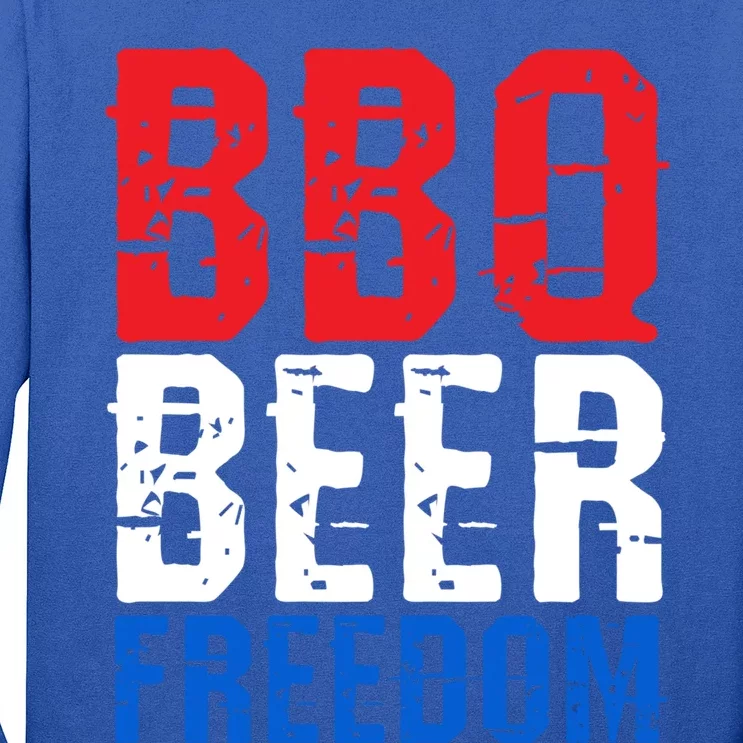 Bbq Beer And Freedom Funny July 4th Patriotic Gift Long Sleeve Shirt