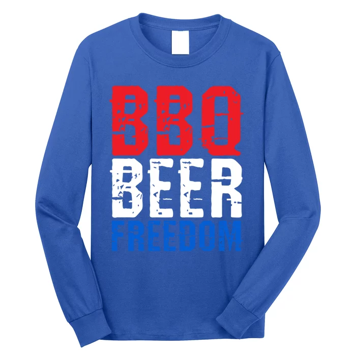 Bbq Beer And Freedom Funny July 4th Patriotic Gift Long Sleeve Shirt