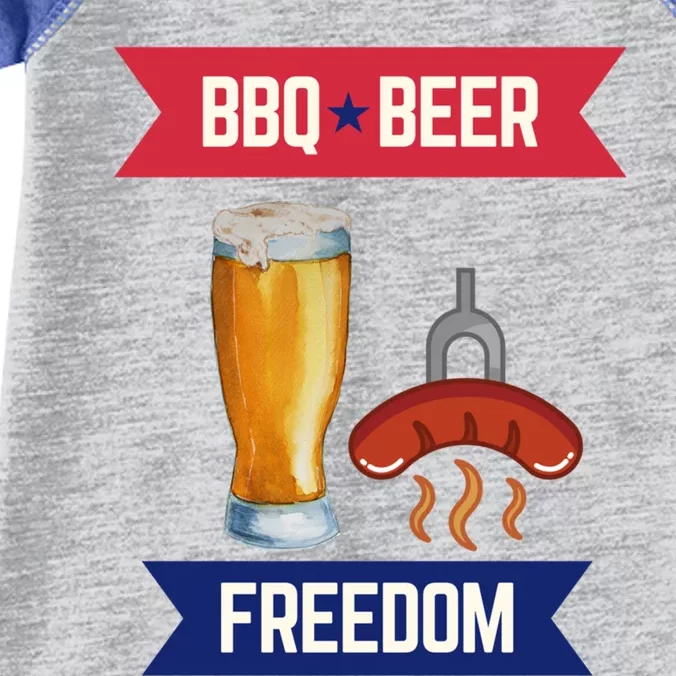 Bbq Beer And Freedom Patriotic 4th Of July Design Gift Infant Baby Jersey Bodysuit