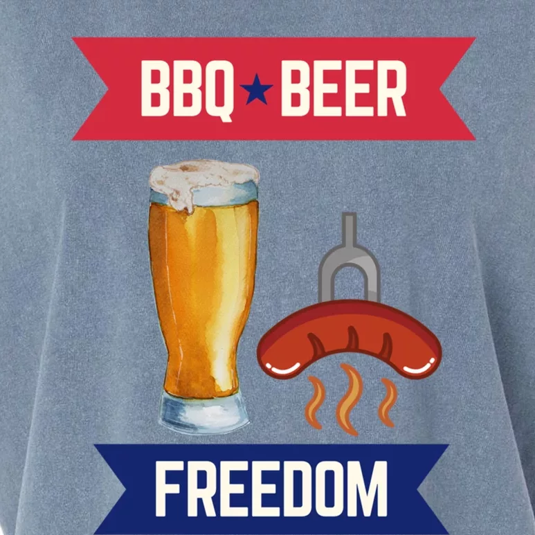 Bbq Beer And Freedom Patriotic 4th Of July Design Gift Garment-Dyed Women's Muscle Tee