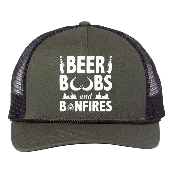 Beer Boobs And Bonfires Beer Dad Beer Retro Rope Trucker Hat Cap