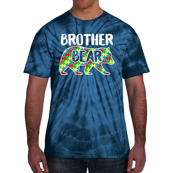 Brother Bear Autism Awareness Month Family Support Tie-Dye T-Shirt