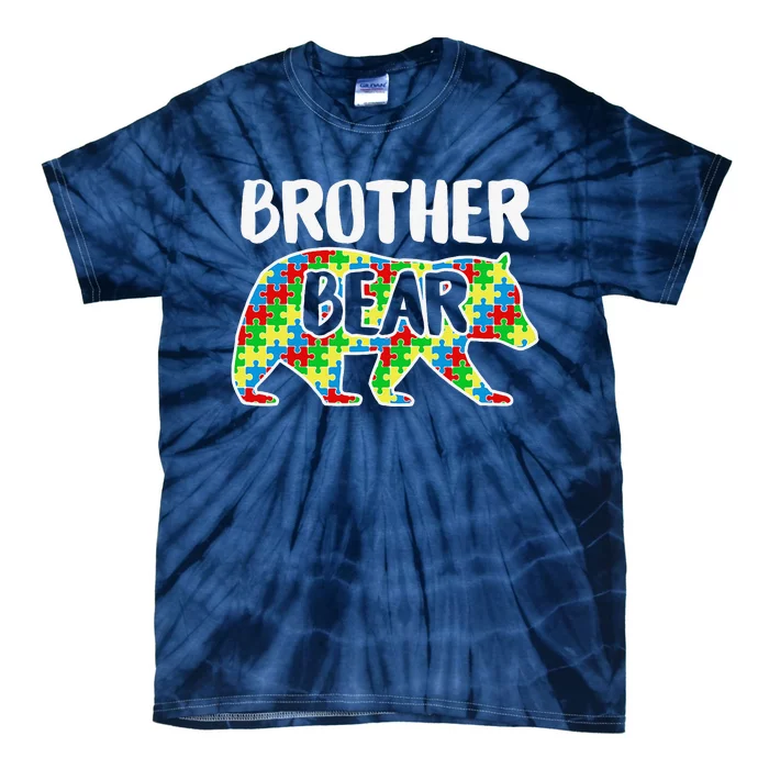 Brother Bear Autism Awareness Month Family Support Tie-Dye T-Shirt