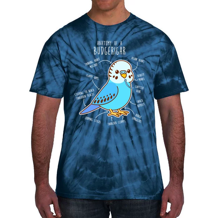 Blue Budgie Anatomy Tie-Dye T-Shirt