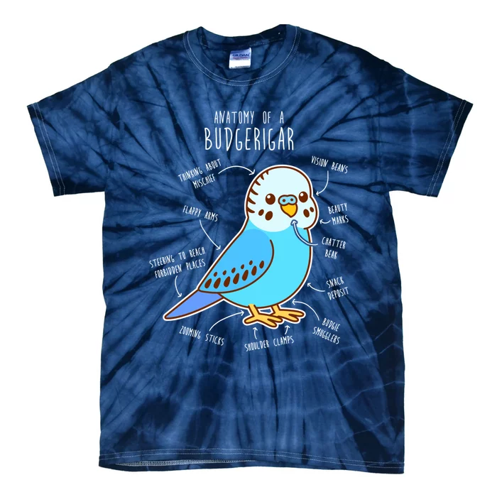 Blue Budgie Anatomy Tie-Dye T-Shirt