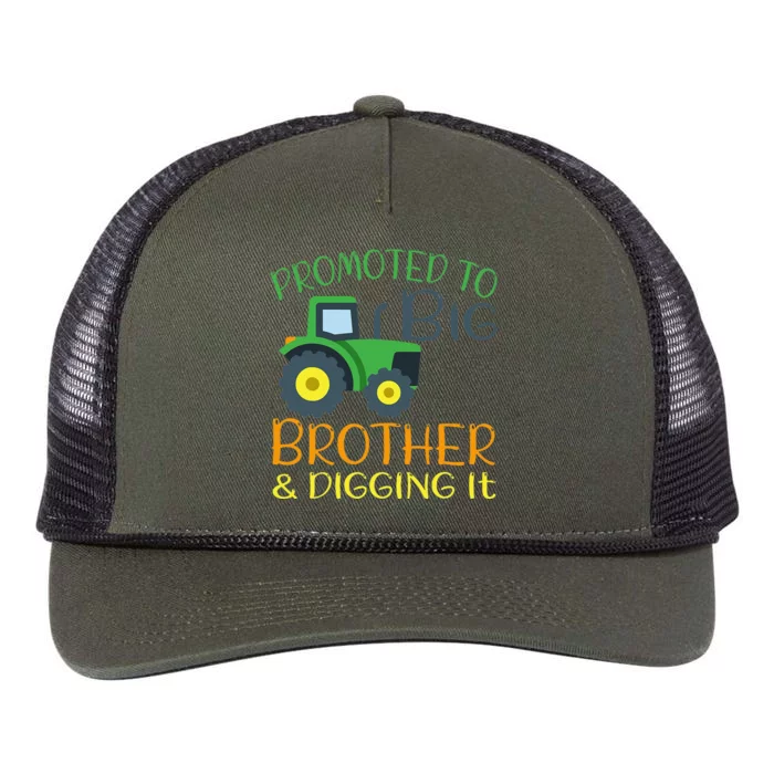 Big Brother Announcement Big Brother With Tractor Retro Rope Trucker Hat Cap