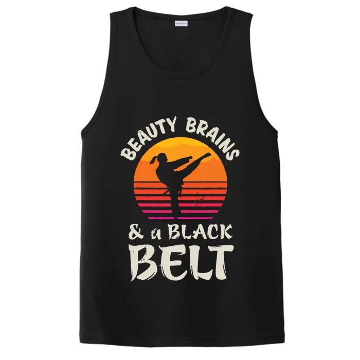 Beauty Brains And A Black Belt Karate Girl Martial Arts Gift Performance Tank