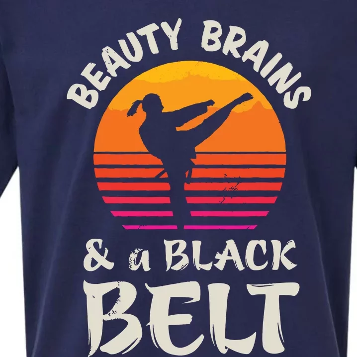 Beauty Brains And A Black Belt Karate Girl Martial Arts Gift Sueded Cloud Jersey T-Shirt