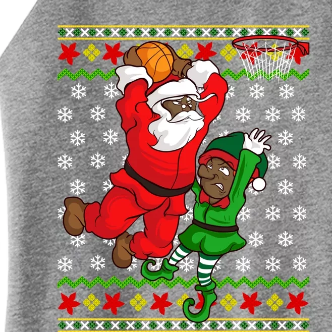 Basketball Black African American Santa Claus Dunk Elf Cool Gift Women’s Perfect Tri Rocker Tank