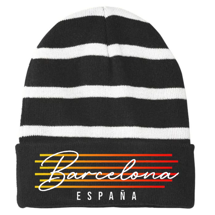 Barcelona Striped Beanie with Solid Band