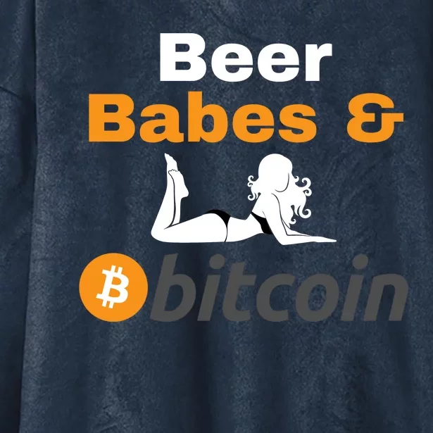 Beer Babes And Bitcoin, Bitcoin Crypto, Funny Bitcoin, Bitcoin Blockchain Hooded Wearable Blanket