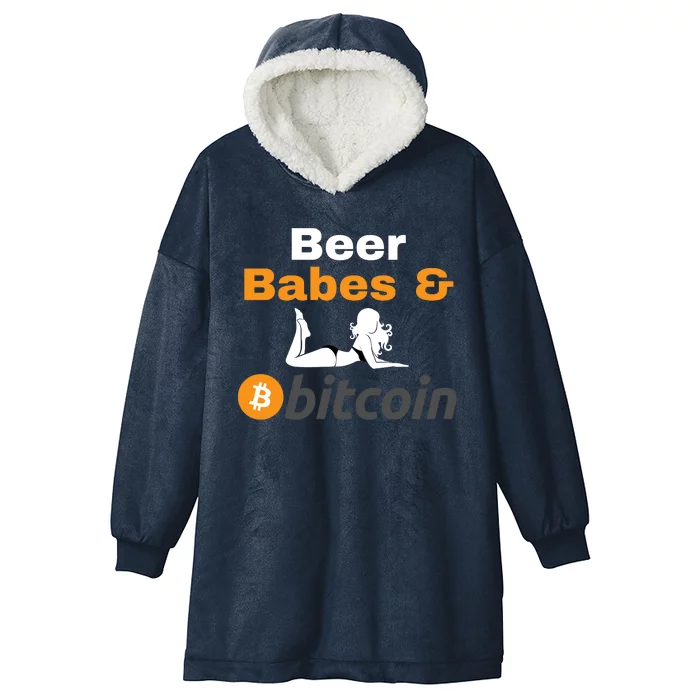 Beer Babes And Bitcoin, Bitcoin Crypto, Funny Bitcoin, Bitcoin Blockchain Hooded Wearable Blanket