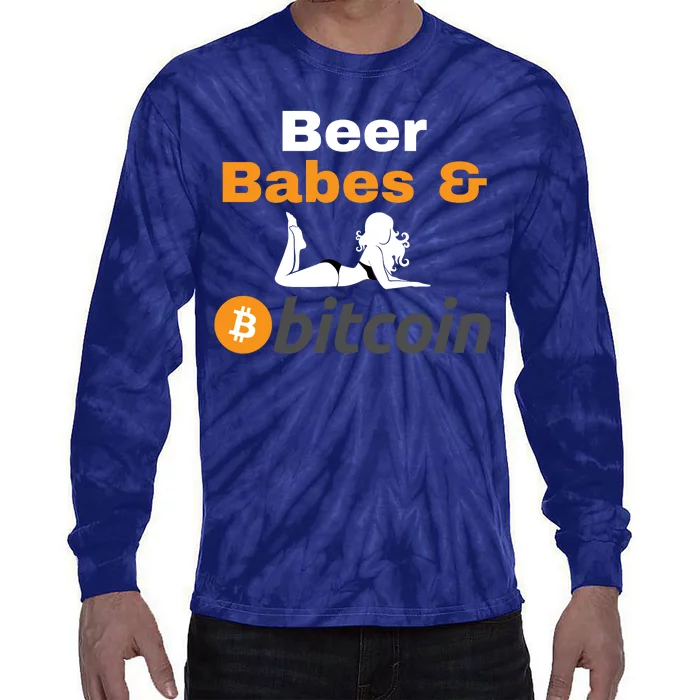 Beer Babes And Bitcoin, Bitcoin Crypto, Funny Bitcoin, Bitcoin Blockchain Tie-Dye Long Sleeve Shirt