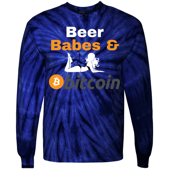 Beer Babes And Bitcoin, Bitcoin Crypto, Funny Bitcoin, Bitcoin Blockchain Tie-Dye Long Sleeve Shirt