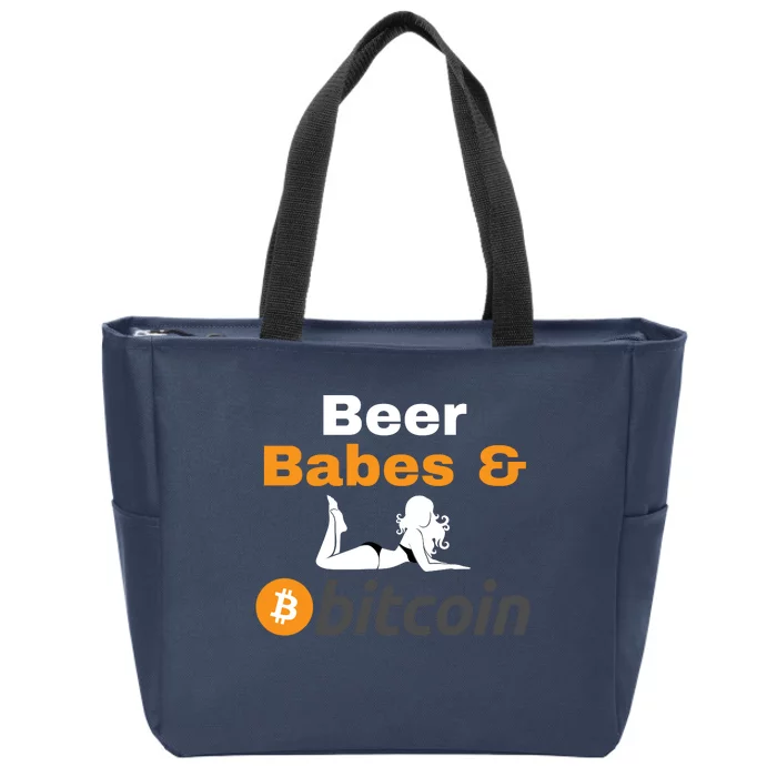 Beer Babes And Bitcoin, Bitcoin Crypto, Funny Bitcoin, Bitcoin Blockchain Zip Tote Bag