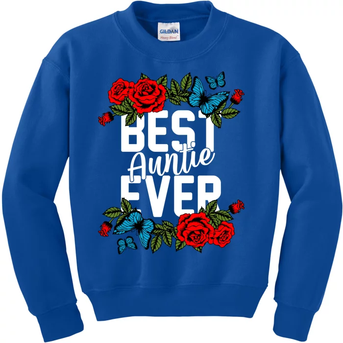 Bae Best Auntie Ever Floral Graphic Aunt Gift Kids Sweatshirt