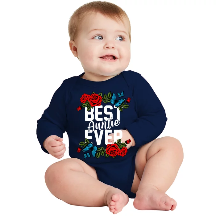 Bae Best Auntie Ever Floral Graphic Aunt Gift Baby Long Sleeve Bodysuit