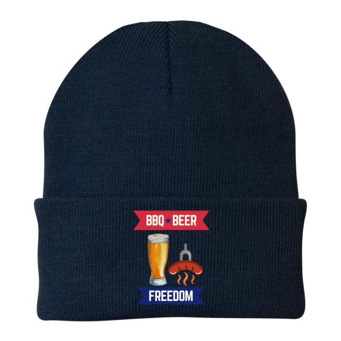 Bbq Beer And Freedom Patriotic 4th Of July Design Gift Knit Cap Winter Beanie